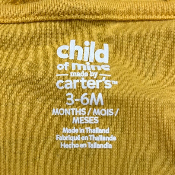 CARTERS, Yellow, Tractor Themed, Zip Up with Hood & Diaper Shirt Size 3-6 Month - Picture 3 of 7